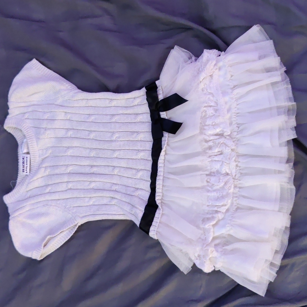 Blueber boulevard girls white knit dress
